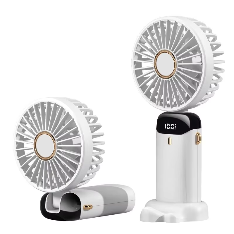 USB Handheld Mini Fan Foldable Portable Neck Hanging Fans 5 Speed Rechargeable Fan with Phone Stand