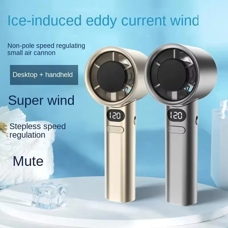 5000mah Handheld Mini Fan Electric Hand Fans Ice Compress High-Speed Cooling USB Rechargeable Portable LED Display Fan 2026 New