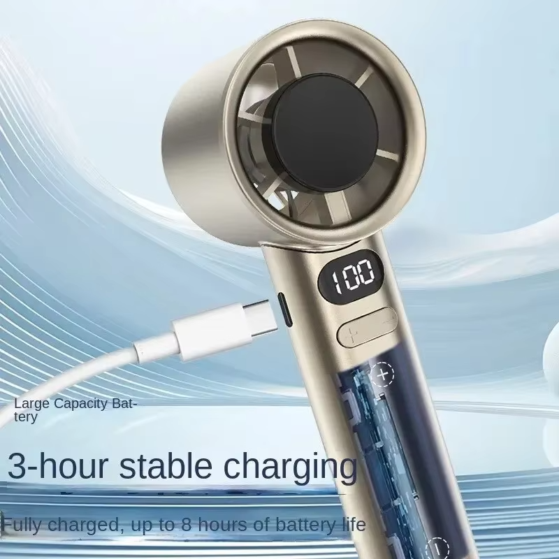 5000mah Handheld Mini Fan Electric Hand Fans Ice Compress High-Speed Cooling USB Rechargeable Portable LED Display Fan 2026 New