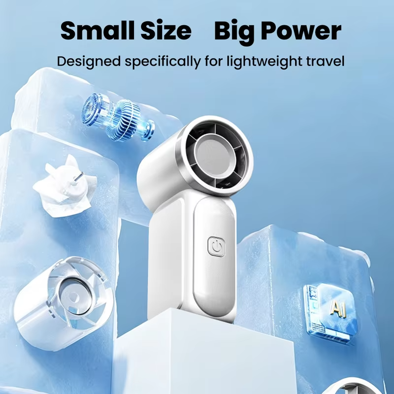 Portable Handheld Mini Fan 5 Speed Adjust Type C Rechargeable Fan Digital Display Desktop Fan Outdoor