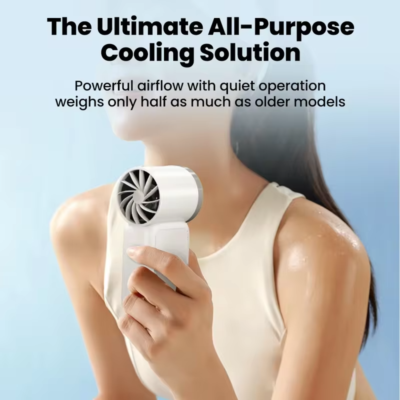 Portable Handheld Mini Fan 5 Speed Adjust Type C Rechargeable Fan Digital Display Desktop Fan Outdoor