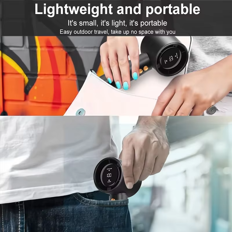 Lenovo Mini Portable Handheld Turbo Fan USB Rechargeable Air Cooler with LED Display, High-Speed Quiet Cooling for Outdoor Use