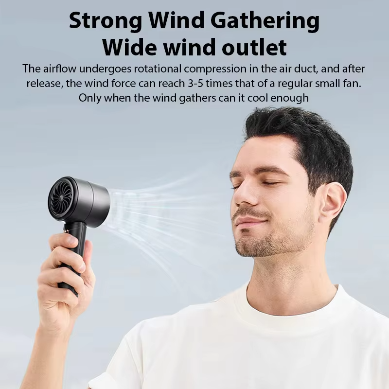Lenovo Mini Portable Handheld Turbo Fan USB Rechargeable Air Cooler with LED Display, High-Speed Quiet Cooling for Outdoor Use